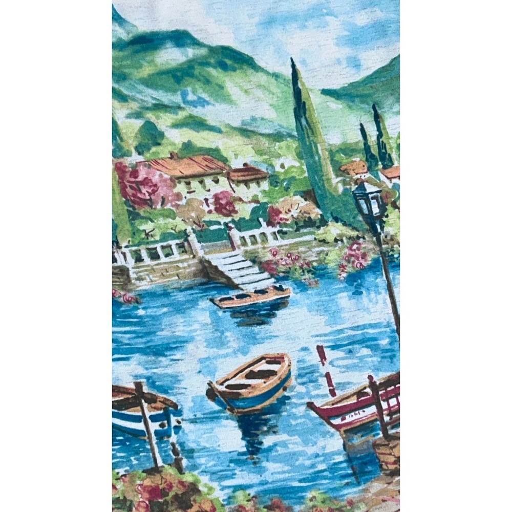 Alfred Dunner Scenic Harbor Print Knit Top 3/4 Sleeve Boat Scene Wearable Art - Picture 11 of 13